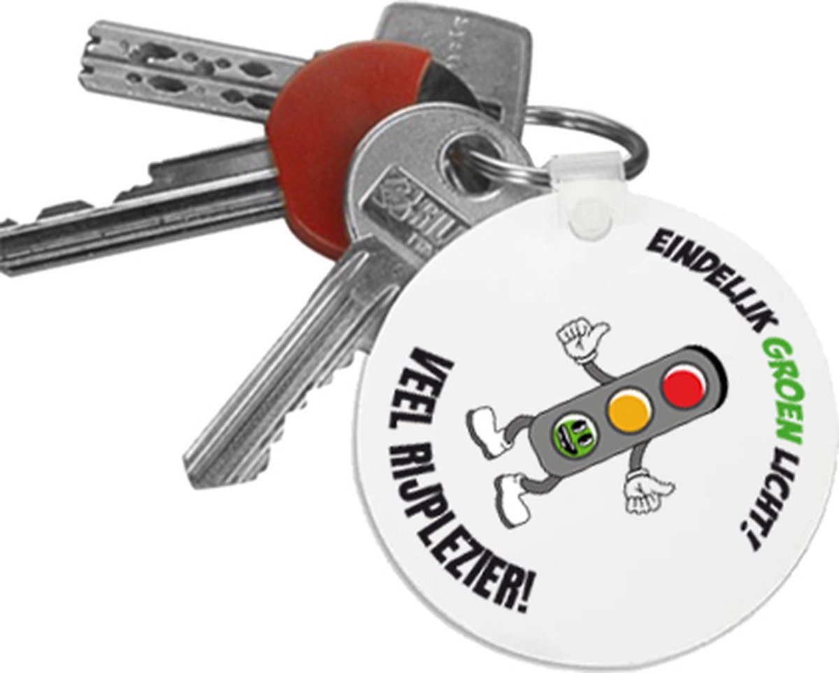 Sleutelhanger "Eindelijk Groen Licht" - Cadeau Rijbewijs Gehaald - Rijbewijs geslaagd - Sleutelhanger Cadeau