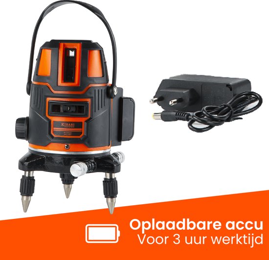 Kibani Losse Kruislijnlaser - Bouwlaser Zelfnivellerend - Kruislijnlaser Zelfnivellerend - Kruislaser - Rotatielaser - Laserwaterpas - Lijnlaser - Oplaadbare Accu - Groen - met Opberg Box
