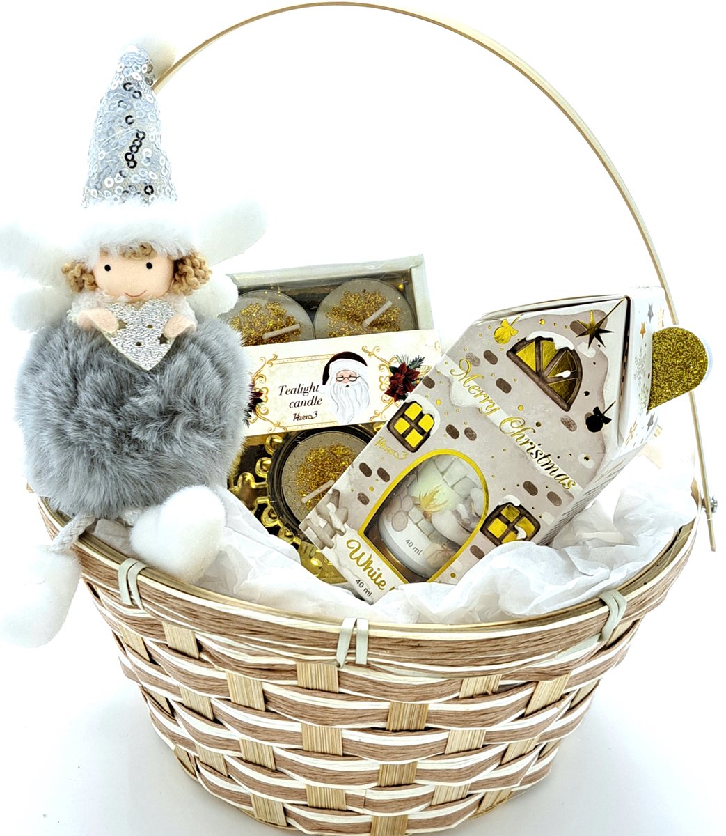 Goedkoopste Kerstcadeauset-Luxe kerst cadeau vrouw, vriendin, moeder-Handcrème kerst-Engel decoratie- Kerst theelichtje-kerstgeschenk