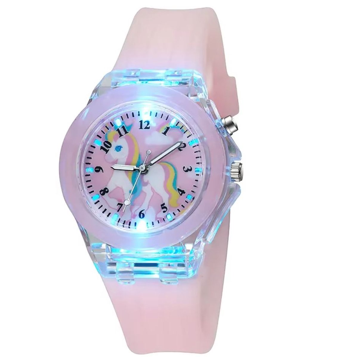 Lichtgevende horloge roze unicorn - eenhoorn