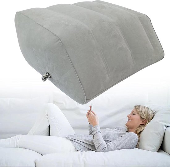 Wllqinte Opblaasbaar Wigvormig Kussen, Aderkussen, Beenkussen, Steunkussen Voor Knieën, Benen, Comfort Beenkussen Om Te Slapen, Ademend, Wasbaar, Hypoallergeen, 63 X 50 X 24 Cm
