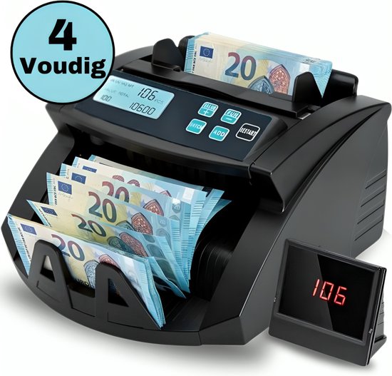 Twenty4seven® Geldtelmachine - 4-Voudige Biljettelmachine - Geldteller - Valsgelddetector - Vals Geld Detectie - 1000 Biljetten per Minuut