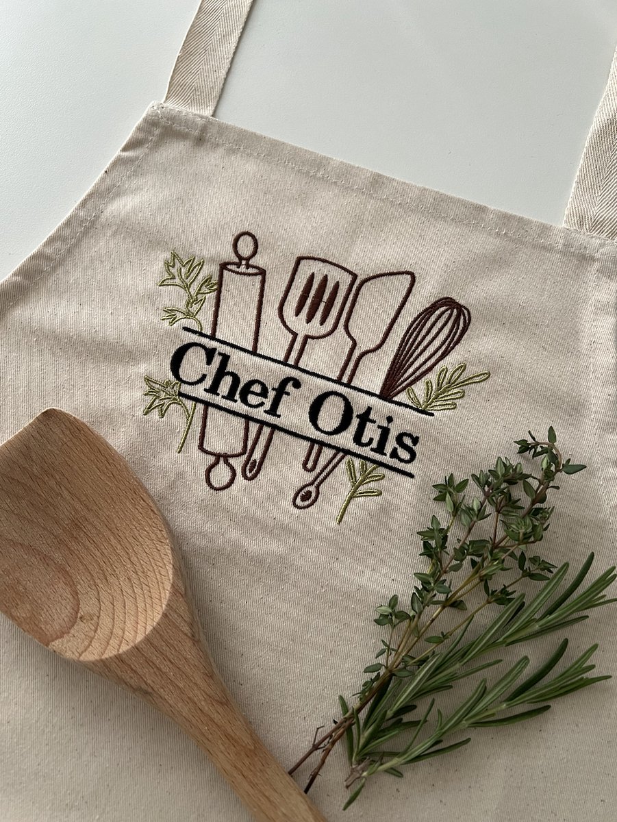 Kinder kookschort met naam - gepersonaliseerd - 100% katoen - kinderschort geborduurd - kids apron - custom made apron - kinderkok - koken cadeau - kinder cadeau - kado met naam - gepersonaliseerd cadeau kind - keukenschort - Sinterklaas - Kerst