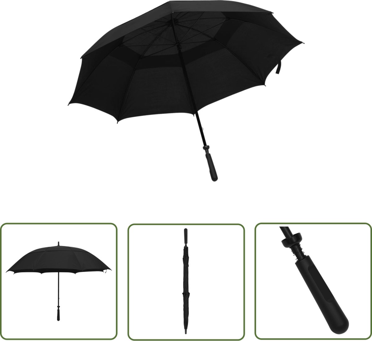The Living Store Paraplu - Steel - Golfparaplu/Trekkingparaplu - 100cm - Zwart