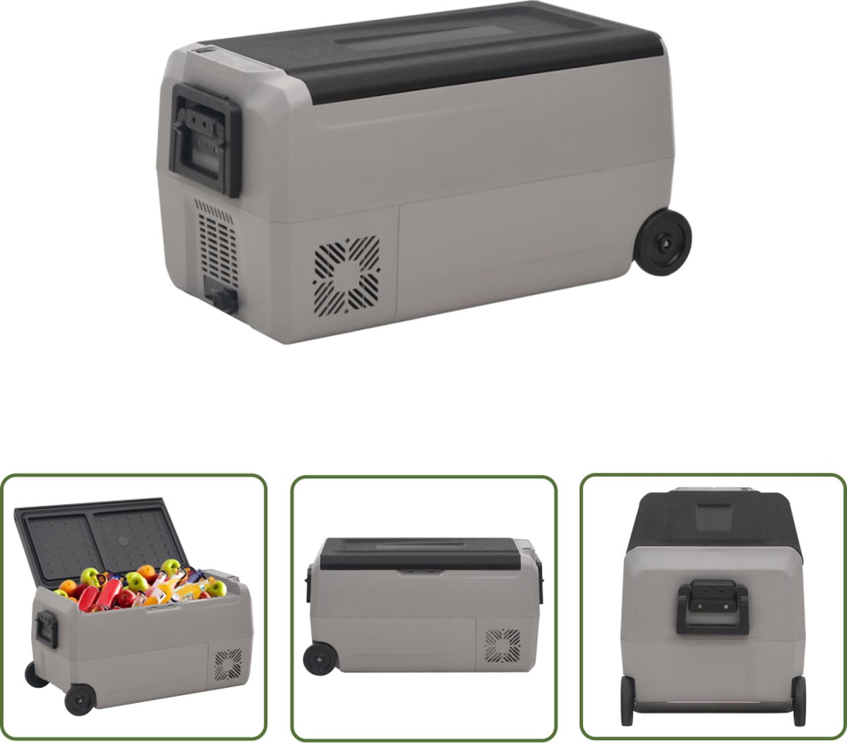 The Living Store Koelbox - Draagbaar - 50L - Grote inhoud - Efficiënte koeling - Dubbele modus - Accubescherming - Anti-trillingsfunctie - Draagbaar ontwerp - Zwart/grijs - 71x36x46cm