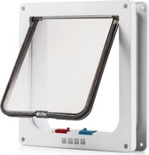 PolkaHome Grande chatière (23,5 x 25,2 x 5,5 cm) avec loquet à 4 voies, chatière étanche, Kit de chatière blanche