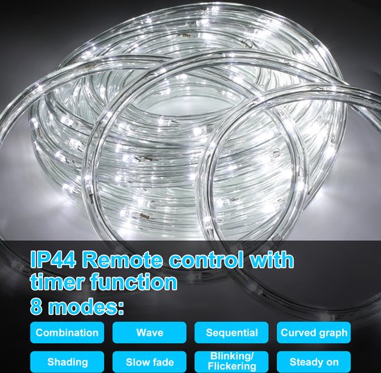 Bande de corde - Cordon lumineux - Tube étanche - Corde - Plein air - Jardin - Noël - Cordon lumineux LED 10m extérieur intérieur - Tube LED étanche 240 LED - décoration lumineuse fête Noël - Wit