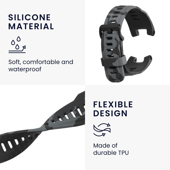 kwmobile armband geschikt voor Huami Amazfit T-Rex / T-Rex Pro armband - fitness tracker sportarmband band gemaakt van TPU en siliconen - camouflage donkergrijs zwart lichtgrijs
