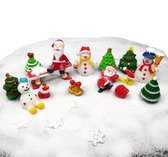 Mini-dennenboomdecoratie, set van 9, kleine decoratieve dennenbomen met stevige houten sokkel, kleine kerstboom, vormvaste decoratie, kerstdecoratie, voor tafeldecoratie en kerstdecoratie, donkergroen