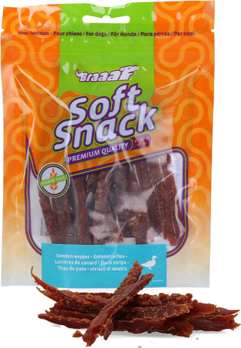 ** 2 X ** BRAAAF eendenreepjes - Soft - 85 gr - graanvrij - Premium kwaliteit - 2 x 85 gr = 170 gr.- lekker en gezond..