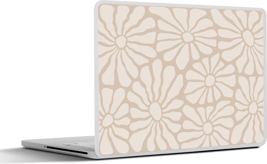 Laptop sticker - 14 inch - Bloemen - Print - Beige - Bruin - Minimalistisch - 32x5x23x5cm - Laptopstickers - Laptop skin - Cover