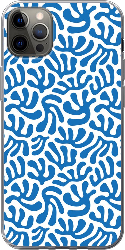 Telefoonhoesje Geschikt voor iPhone 13 Pro Max hoesje - Koraal patroon - Wit - Blauw - Zomer - Siliconen Telefoonhoesje Telefoonhoesje