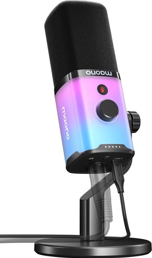PD100X microfoon met dynamische RGB-verlichting, USB-C poort en volumeknop
