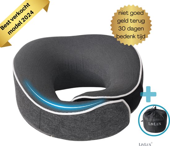 Luxe U-vormig Nekkussen Van 100% Traagschuim Met Slaapmasker En Oordopjes Ideaal Voor Reizen Met Vliegtuig Auto Trein Nekkussen Met Nettas