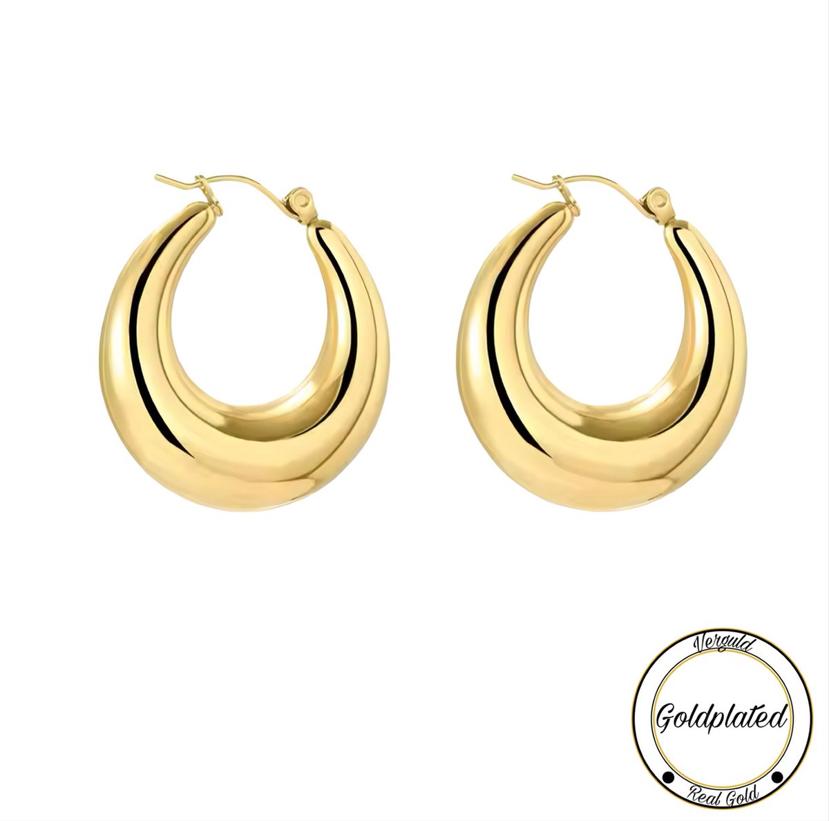 Vintage Look Hoops | Goldplated | Dames Sieraden | Oorbellen | 90’s Hoops | Dames Sieraden | Ronde Oorbellen