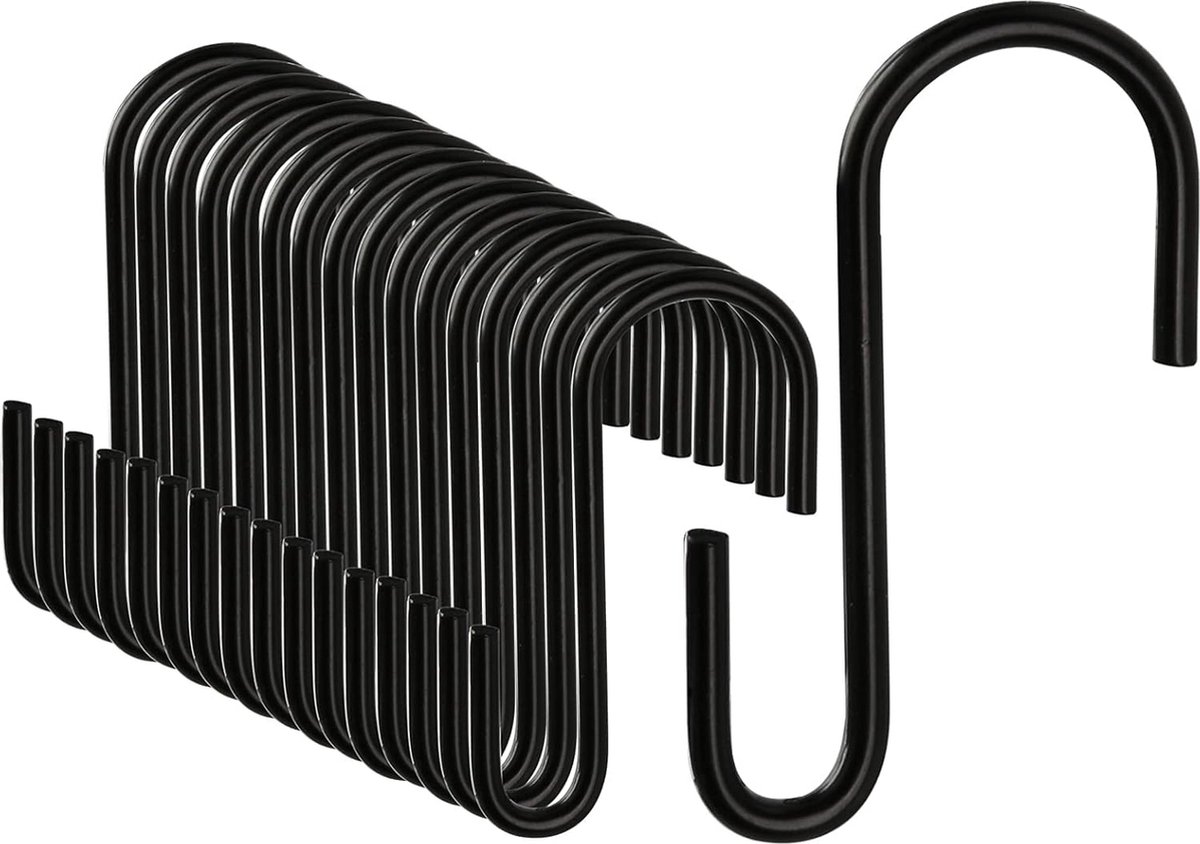 JGS ® Robuuste Zwarte S-Vormige Haken voor Eenvoudig Ophangen in Huis en Tuin