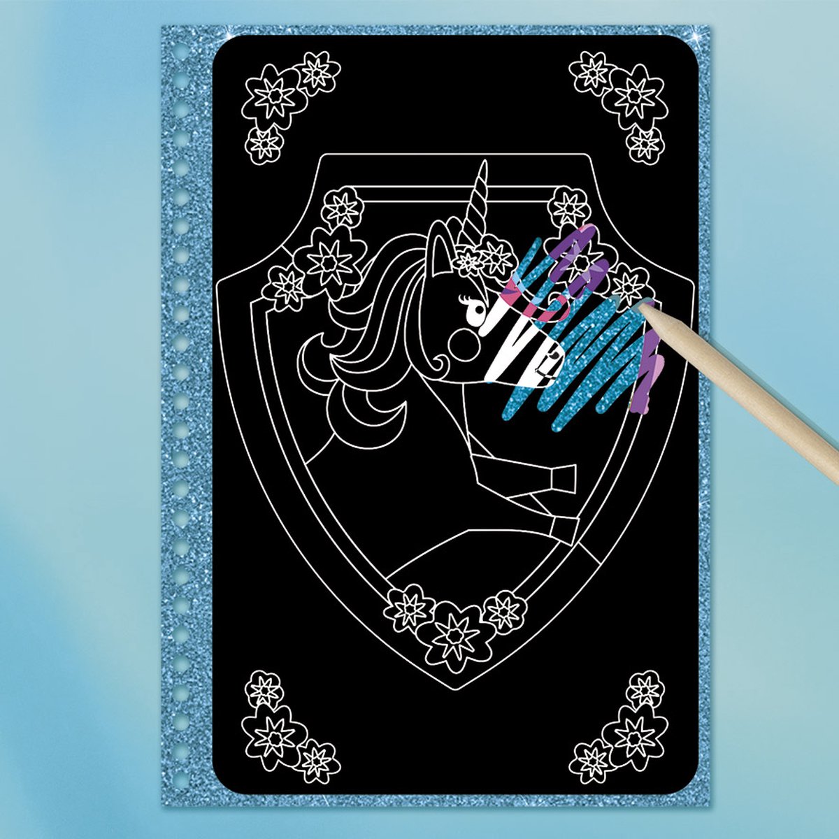 Totum Unicorn vakantieboek doeboek luxe kraskaarten scratch art sticker en kleurboek speelgoed meisjes met unicorns A5 25-delig — afbeelding 14