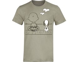 Peanuts Charlie Brown & Snoopy Heren T-shirt - groen - L