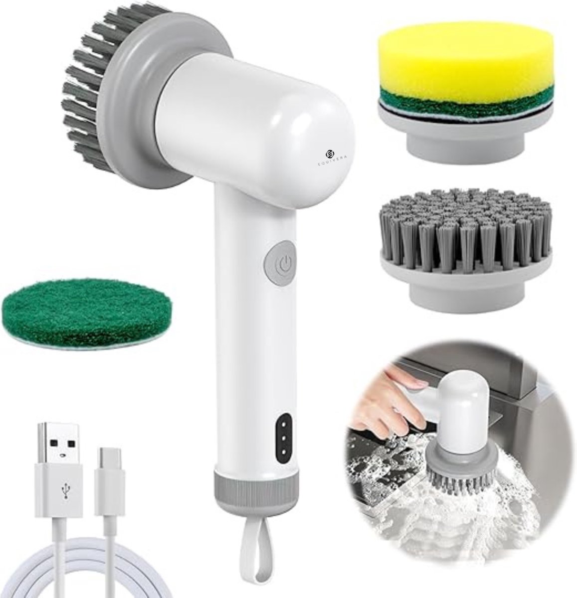 Goedkoopste Equivera Elektrische Spinschrobber- Spinning Schrobber - Elektrische Spin Schrobber - Draaiende Schrobber - Elektrische Schrobber - Schrobmachine - Poetsmachine - Schrobber - Elektrische Schrobborstel - Scrubber - Boenmachine - Spinscrubber - Elektri