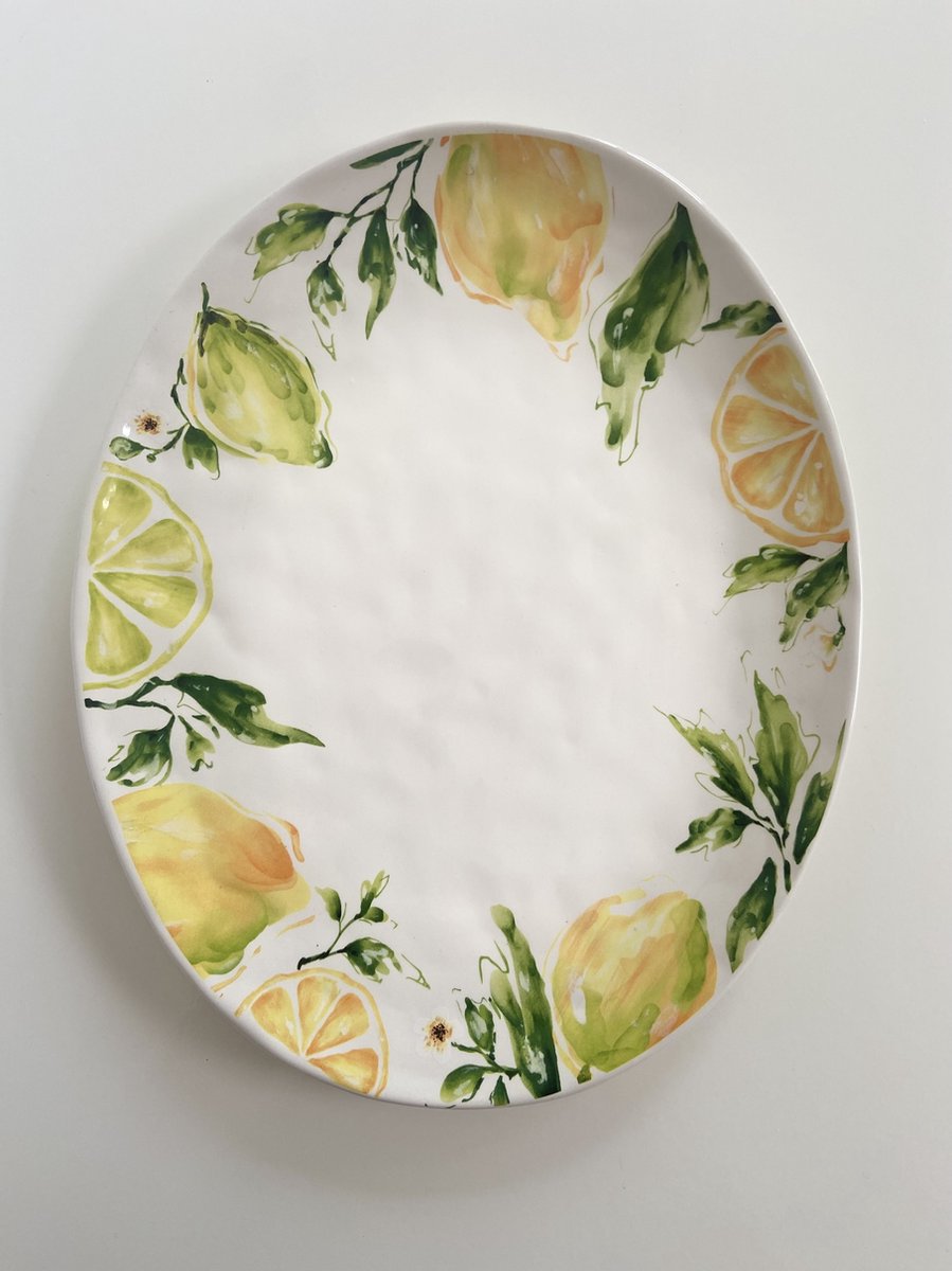 Serveerschaal Lemony - aardewerk - zomers - citroen - 31*38cm