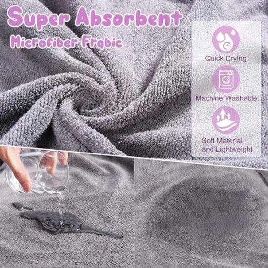 Peignoir pour chien Lexium - Taille L - Grijs & Rose - Badjas pour Chiens - Badjas pour Chiens