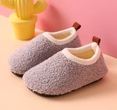 Kindersloffen van Baby-Slofje - Sloffen Kinderen - Pantoffels - Grijs - maat 28/29 - Anti slipzool - warme voeten