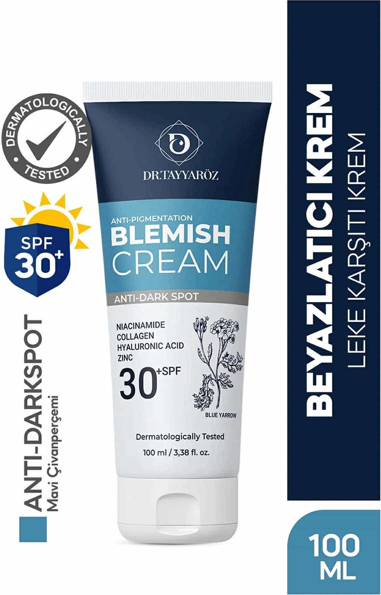Goedkoopste DR.Tayyaroz = Eliamora - Anti Pigmentatie Blemish Cream tegen Donkere Vlekken Skin Whitening Smetcrème 30 Spf Niacinamide / Zink / Collageen / Hyaluronzuur / Alle huidtypes 100 ml