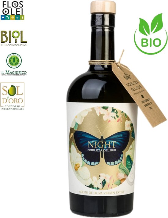Organic NIGHT – Extra Vierge Olijfolie 500ml – Bio Picual & Arbequina – Premium Spaanse Olijfolie – Oogst 24/25 – Koude Persing – Cadeau