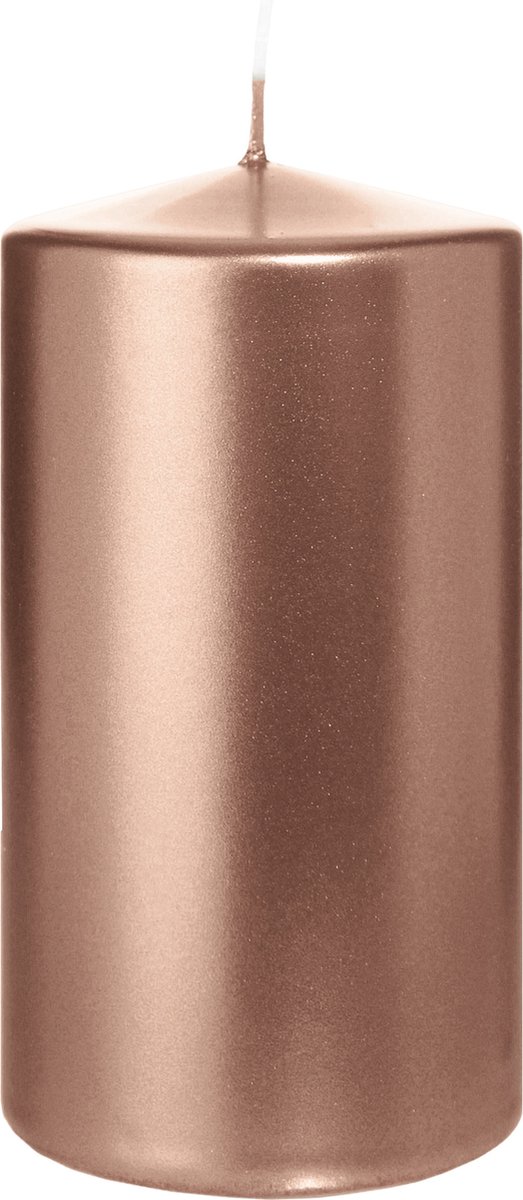 Wiedemann Cilinderkaars/stompkaars - metallic roségoud - 13 x 7 cm - 52 branduren - zuilkaarsen Rose goud