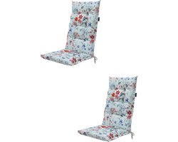 Madison tuinkussens - 2 stuks - Hoge Rug- Milly Indigo - 123x50cm - tuinstoelkussens - Wit - Blauw- Gebloemd - Met Lint -Extra Dik - Outdoor Madison tuinkussens - 2 stuks - Hoge Rug- Milly Indigo - 123x50cm - tuinstoelkussens - Wit - Blauw- Gebloemd - Met Lint -Extra Dik - Outdoor