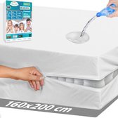 Luxe Waterdichte Matrashoes Met Rits - Matrasvernieuwer 160 x 200 cm - Anti Bedbug - Allergie, Huisstofmijt en Antibacteriële - 100% Waterdichte en Bedwantsbestendige Matrasbeschermer Molton - Ritssluiting - 160x200 cm