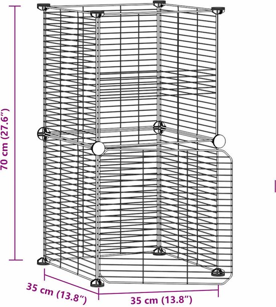 vidaXL Cage pour animal domestique avec porte 8 panneaux Acier Noir 35x35 cm