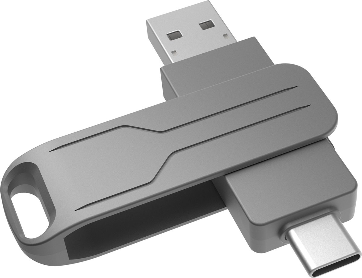 ThunderGold USB Stick 128 GB - USB-C en USB-A - Aluminium thumbnail 3