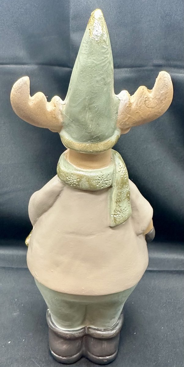 Kerstbeeldje Rendier met ster - polyresin - meerkleurig + goud - hoogte 23 x 9 x 6 cm - Kerstdecoratie - Woonaccesoires - Kerst accessoires – foto 2