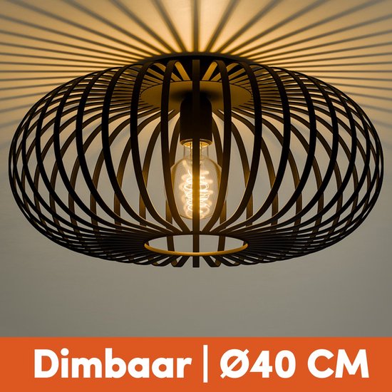 Nolt Plafondlamp Zwart - Plafonniere E27 Lamp - Industrieel - ⌀ 40cm