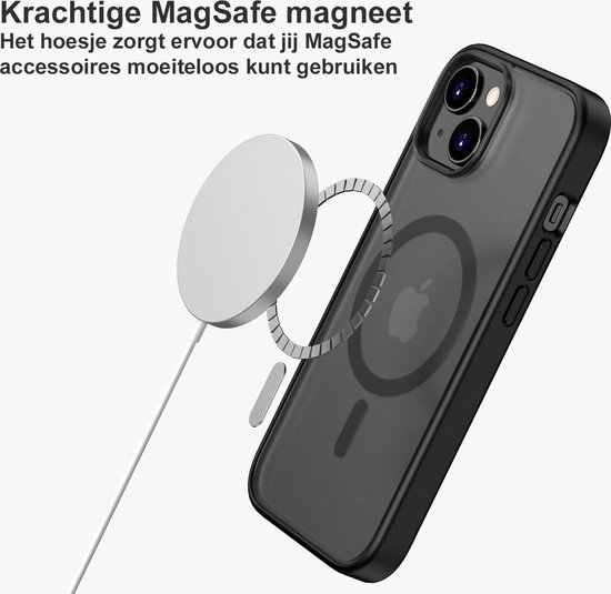 Coque avec aimant MagSafe et accessoire de chargement magnétique.