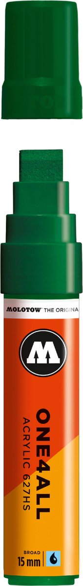 Molotow ONE4ALL 15mm Acryl Marker - Groen - Geschikt voor vele oppervlaktes zoals canvas, hout, steen, keramiek, plastic, glas, papier, leer...