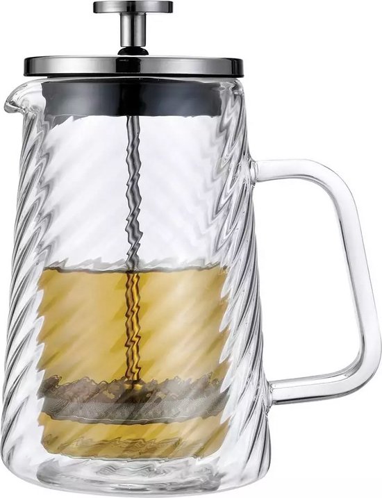 Café/ Thee à piston double paroi Klausberg - Glas -0,35L - Presse à thé | théière| théière| Presse française pour café et thé