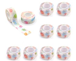 zelfklevend vingerverband, 10 rollen schattige bloem bedrukte samenhangende tape, atletische duimtape, niet-geweven elastische gaastape voor sport, vingers (2.5cm*4m)