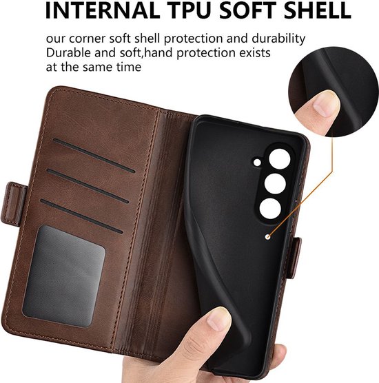 Coque Samsung Galaxy S23 FE - MobyDefend Luxe Wallet Book Case (fermeture latérale) - Marron clair - Étui de téléphone portable - Étui de téléphone adapté pour Samsung Galaxy S23 FE