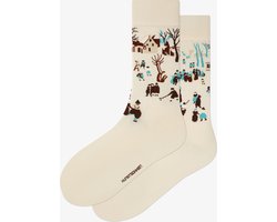 Kunst sokken - Winterlandschap met schaatsers: Hendrick Avercamp - Sokken Heren 41 46 - Biologisch Katoenen Sokken - funny socks happy - Vrolijke Sokken - Grappige Sokken - Sokken Cadeau