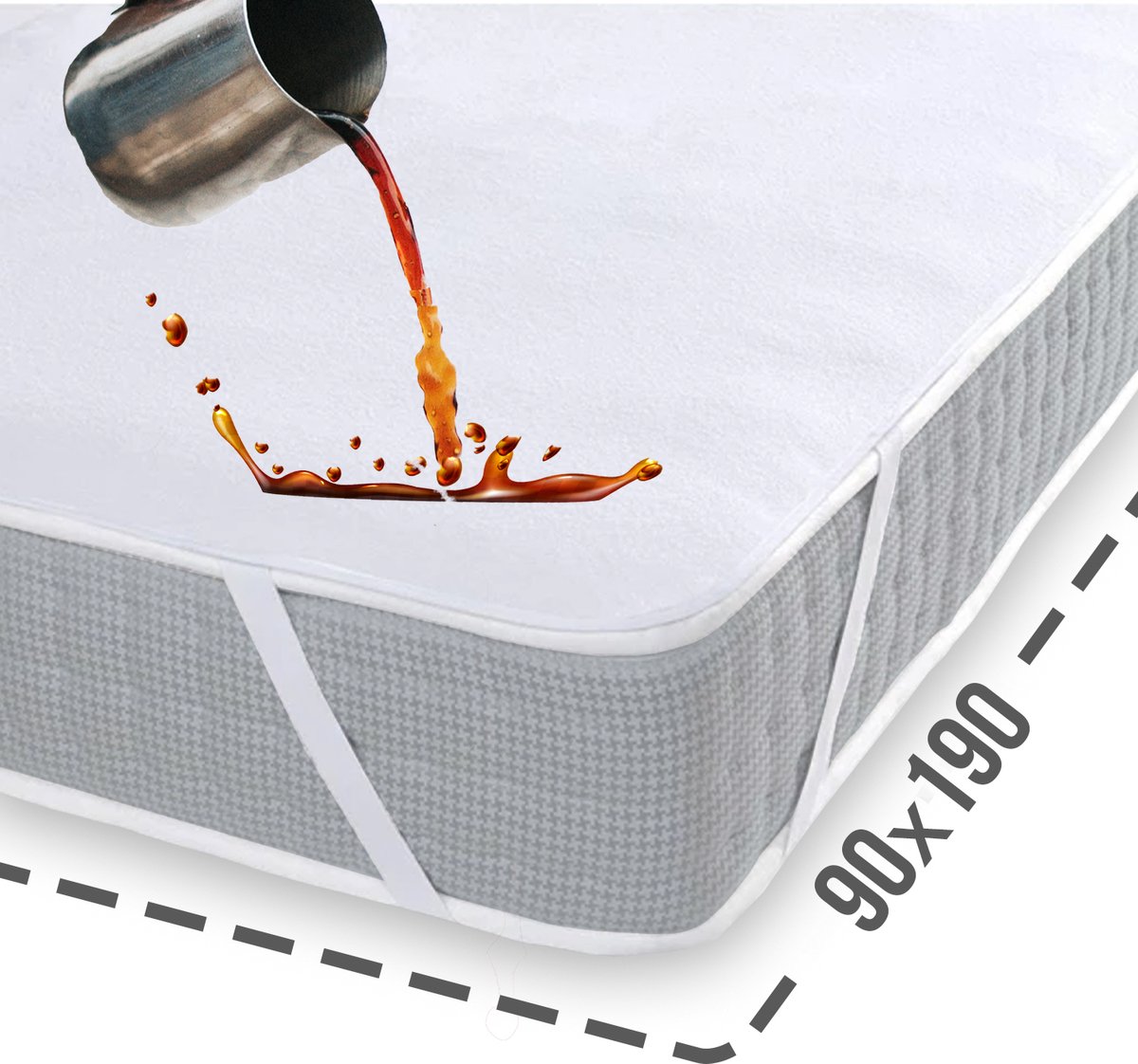 Waterdichte Matrasbeschermer 90x190 - Wasbare Matrasbeschermer - Ademend - Katoenen Oppervlak - Antibacteriële Waterdichte Matrashoes met 4 Hoek Elastische Banden - 100% Waterdicht - Incontinentie Matrasbeschermer 90x190 cm