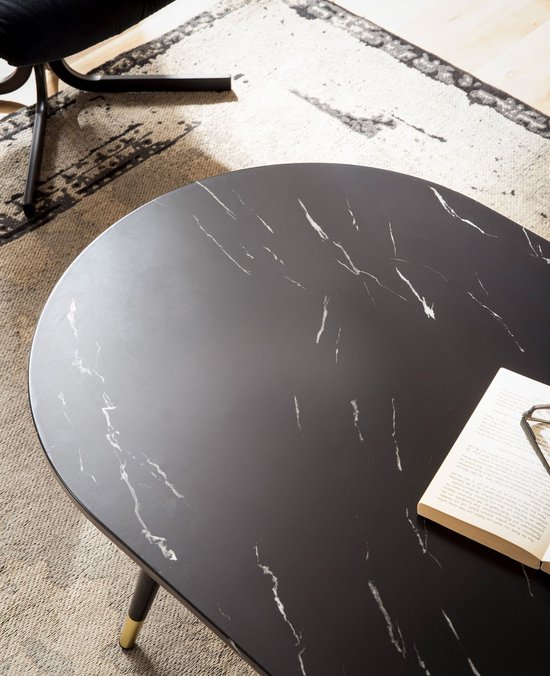 Julyue Set van 2 salontafels met opbergruimte en metalen frame en plank, moderne woonkamertafel in marmerlook, cocktailtafel, bijzettafel, set van 2, banktafel voor woonkamer en balkon (goud