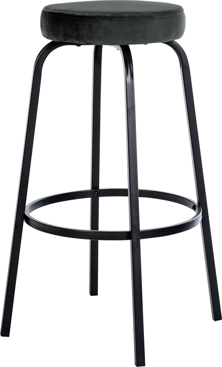 CLP Kamari Barkruk - met metalen frame - met voetsteun - mat zwart/donkergrijs