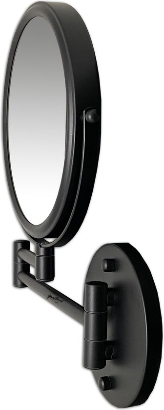 Wandspiegel knikarm mat zwart of(chroom) - 10x of (5x, 7x) vergroting 20cmØ badkamerspiegel Make-up- scheerspiegel