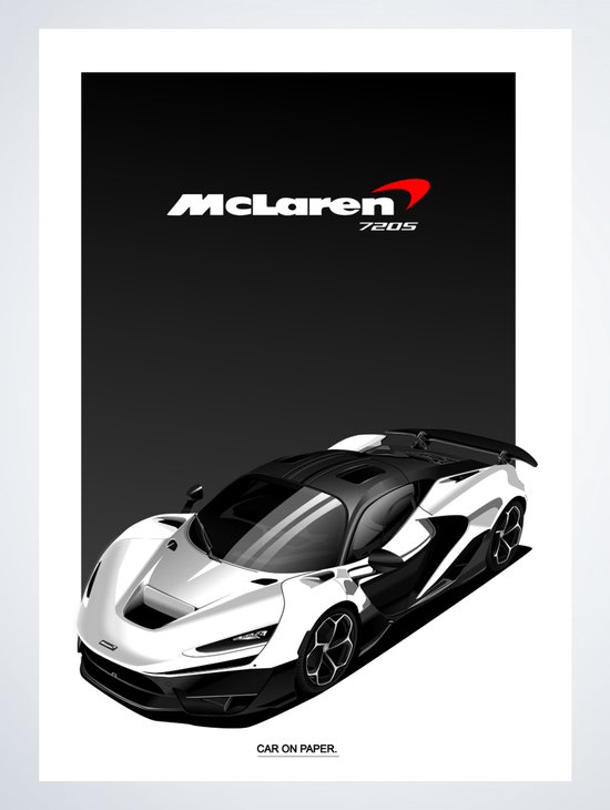 McLaren W1 Wit op Poster - 50 x 70cm - Auto Poster Kinderkamer / Slaapkamer / Kantoor