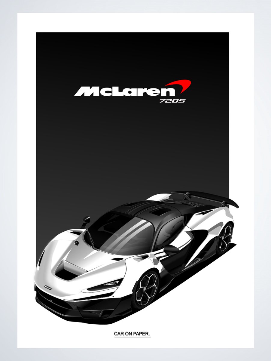 McLaren W1 Wit op Poster - 50 x 70cm - Auto Poster Kinderkamer / Slaapkamer / Kantoor