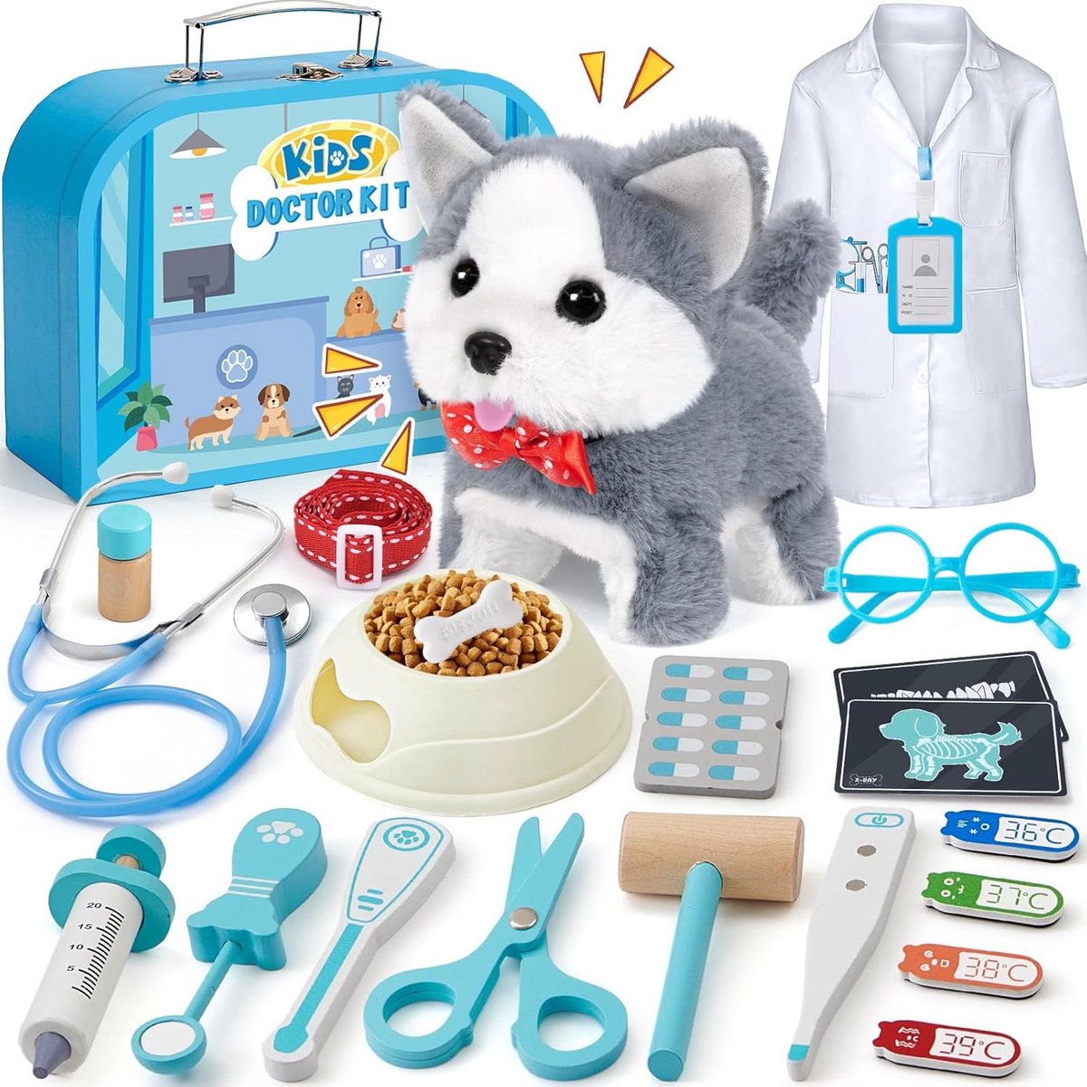 Equivera Dierenarts Speelgoed - Speelgoed - Dierenarst Set - Dierenarts Koffer - Dierenarst Speelset in Koffer