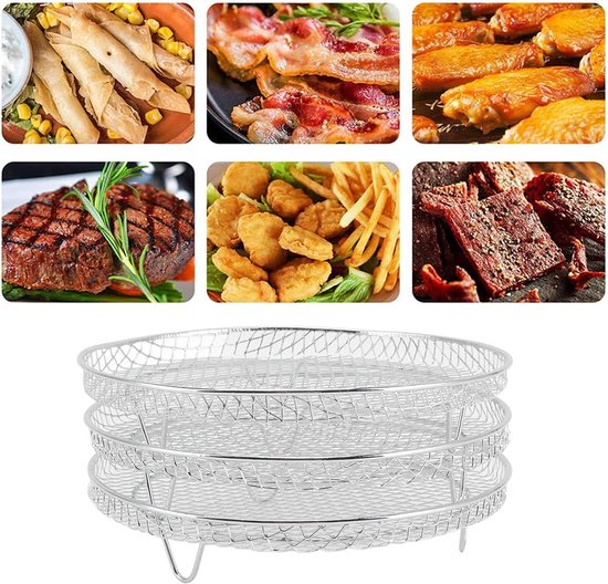 3 Stuks Air Fryer Rack, Air Fryer Drie Stapelbare Dehydratorrekken Rvs
