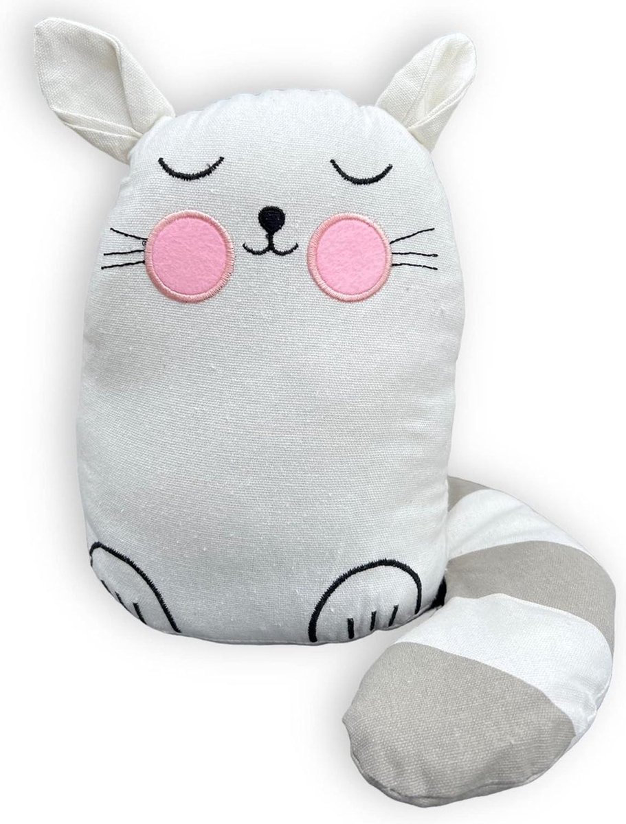 Stofpluche deurstopper deurbuffer 1 kg - grappig design voor stijlvolle decoratie - Comic Cat wit